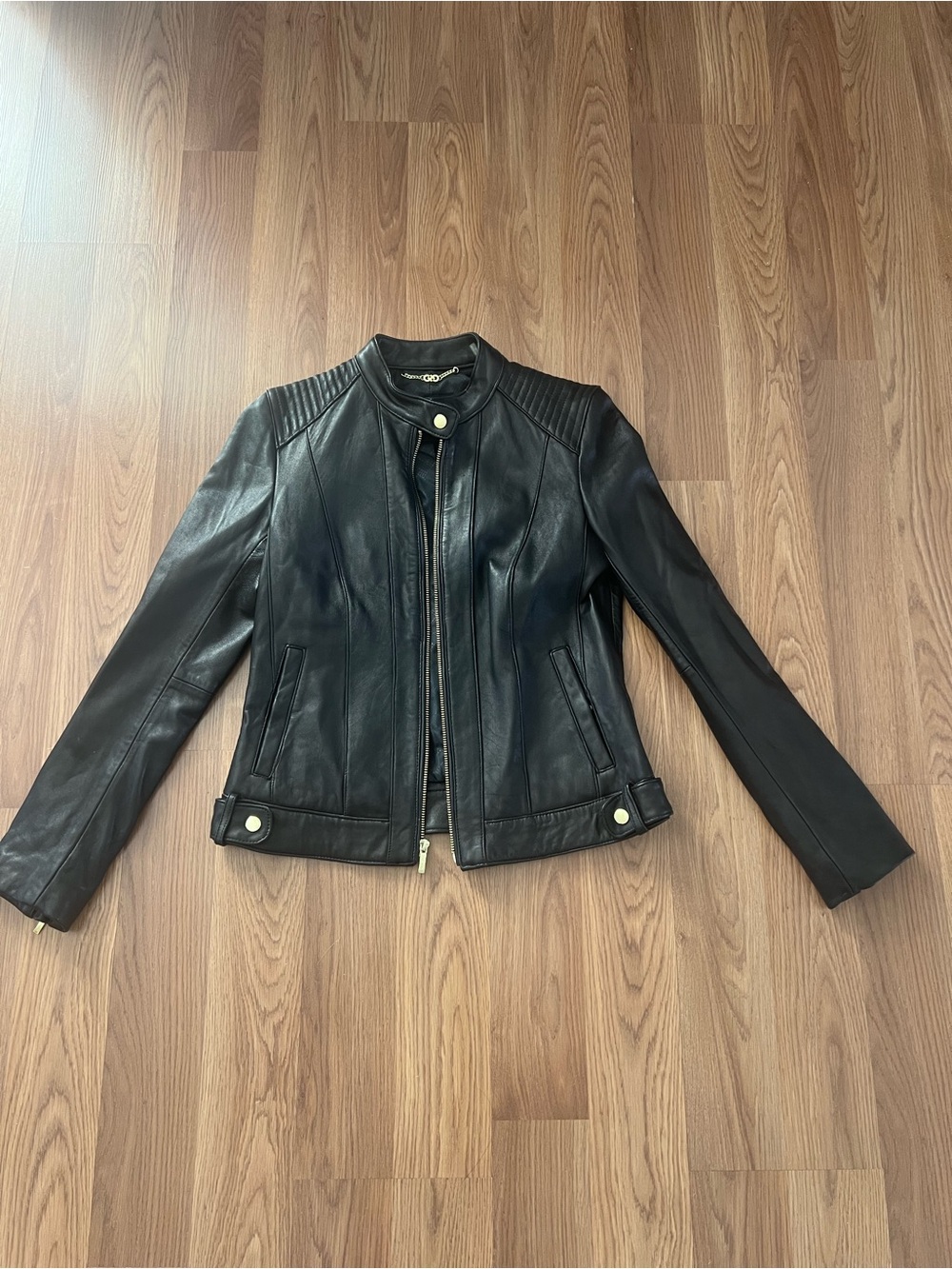 Cole Haan Genuine Black Leather Moto Jacket